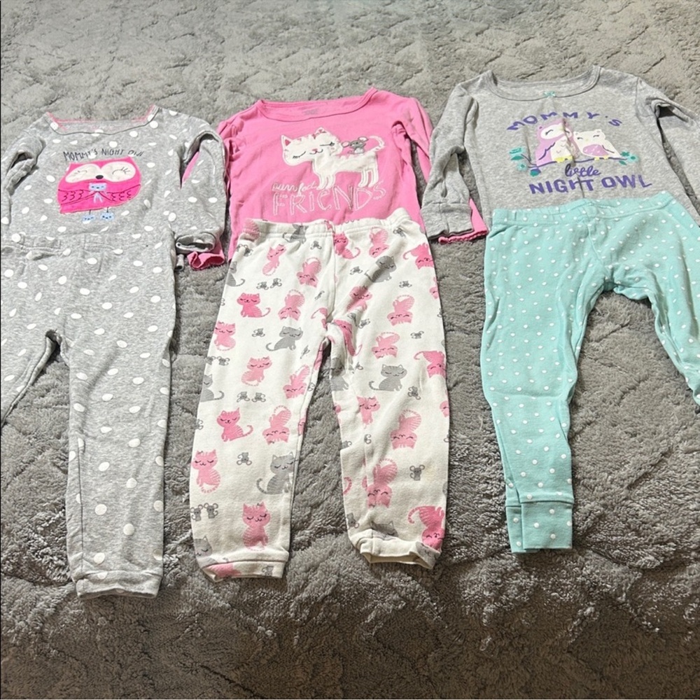 Adorable Girls Pajama Set - Pink, Gray, and Teal